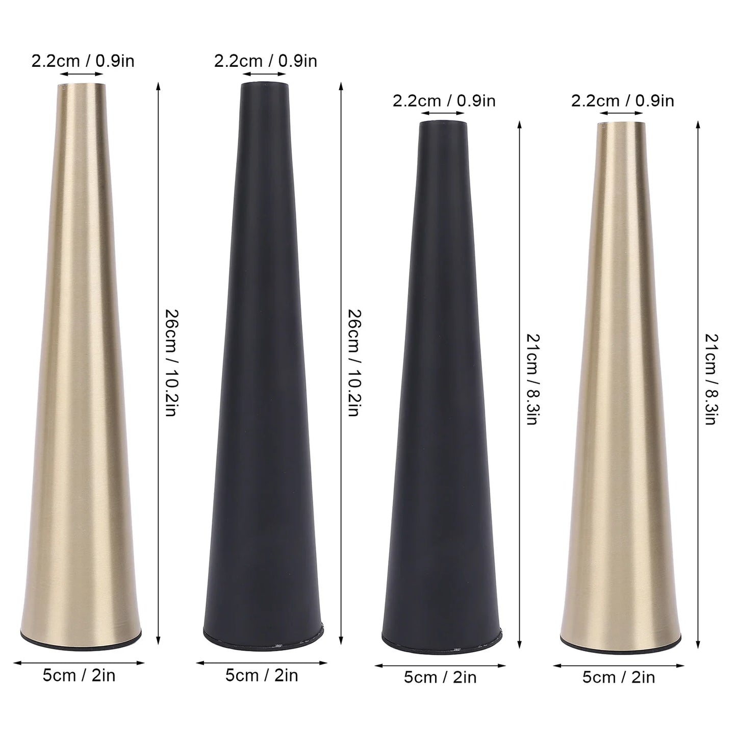 Small Flower Vase Aluminum Innovative Nordic  Decorative Narrow Neck Taper Floral Vase for TV Cabinet Dining Table Decoration