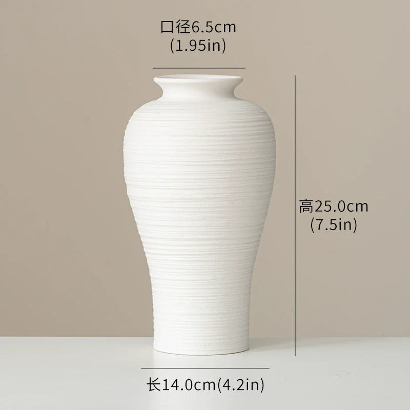 Ceramic Vases White Round  Design Handmade Terracotta Flower Pot Home Decor Christmas Decoration Table Centerpiece